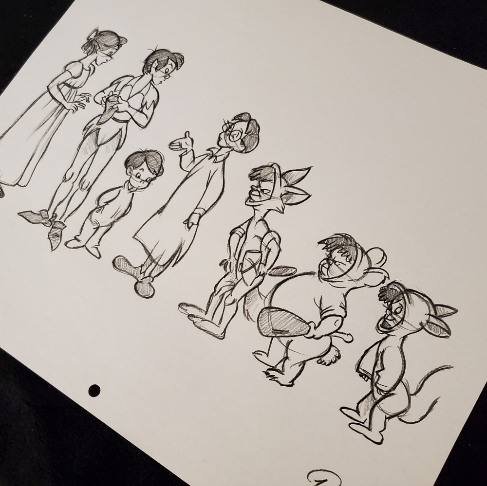 Disney Peter Pan Character Sheet Drawing/Sketch animation signed art Lost Boys - Picture 3 of 6